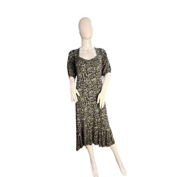 Terra &Sky Dress 0X 14W Abstract Print Fluid Knit Midi Day to Night Boho Dress - Picture 1 of 16
